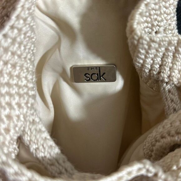 The SAK Crochet Cream Backpack Purse Drawstring Summertime Boho Bag - Picture 3 of 5